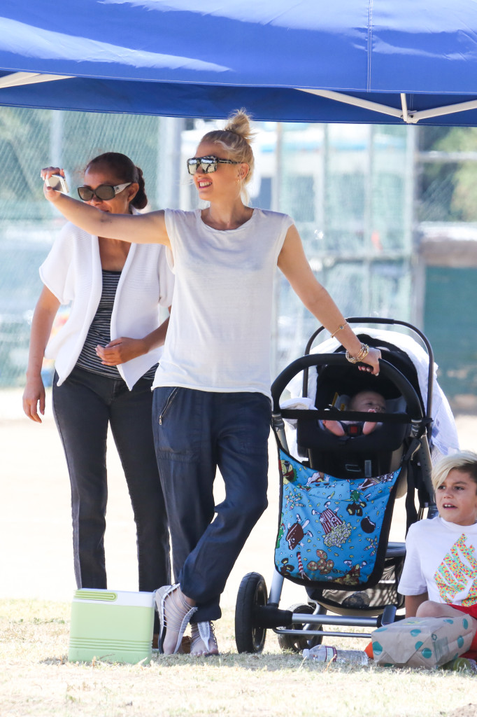 Gwen Stefani takes Apollo to the park for Zuma's soccer game - Part 2